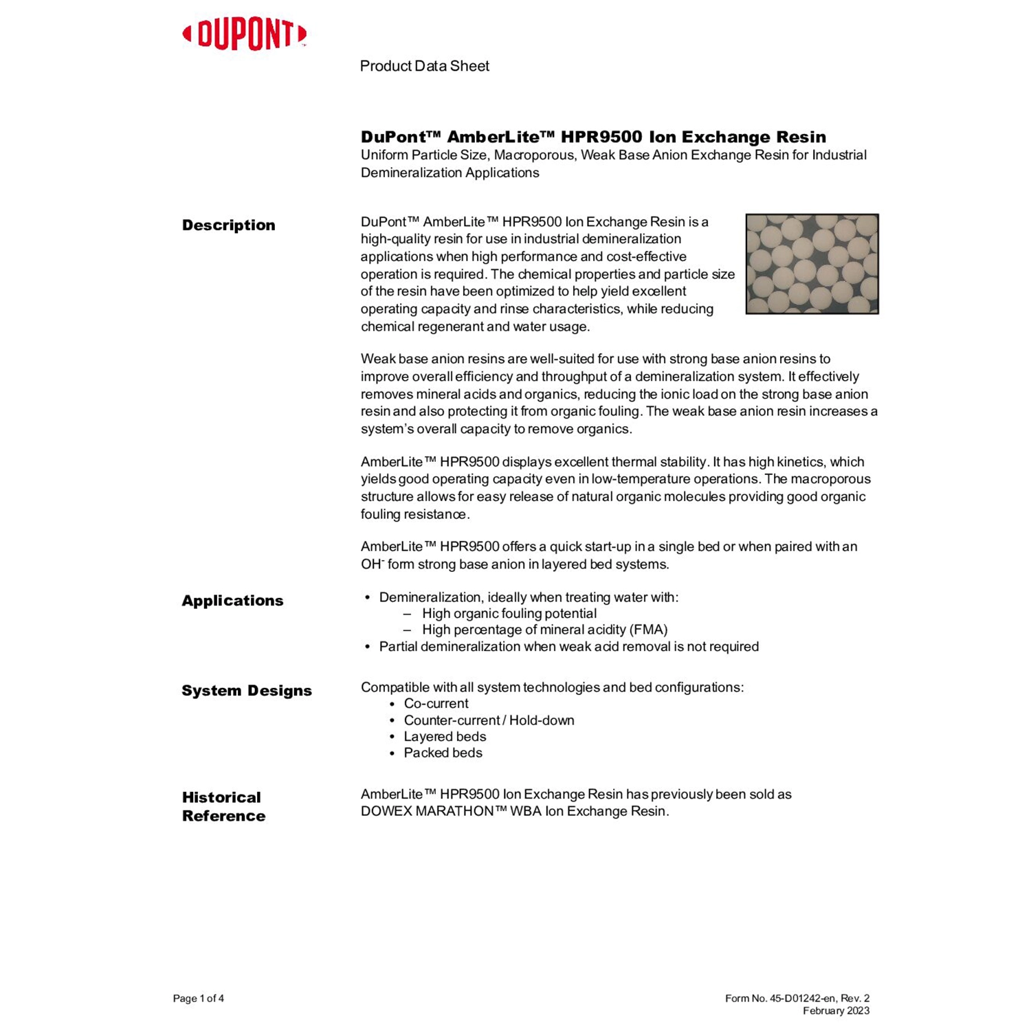 AMBERLITE HPR9500 - 5 ft 3 DRUM